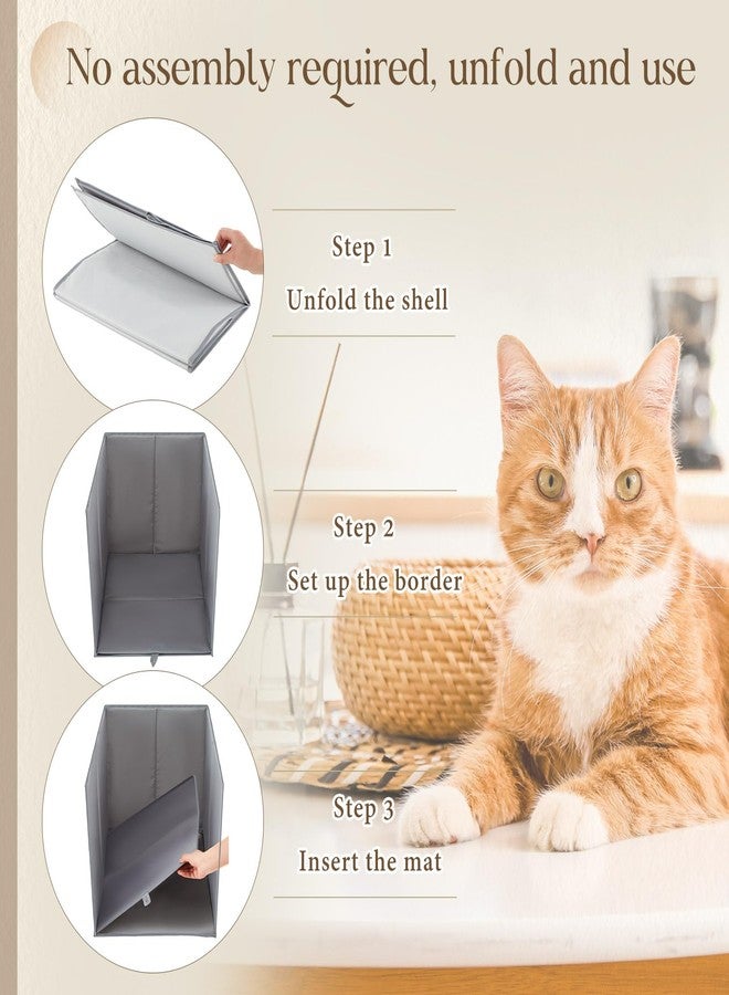 Reallnaive 27.8"L×19.5"W×16.93"H Foldable Cat Litter Box Enclosure Splash Guard with Removable Mat Large High Sided for Litter Pan Water Resistant Easy Clean Anti-Leakage Pee Shields Privacy Screen - Image 4